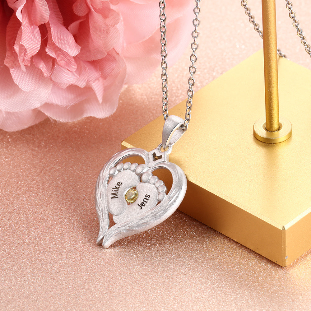 S925 Heart and Feet Pendant Necklace