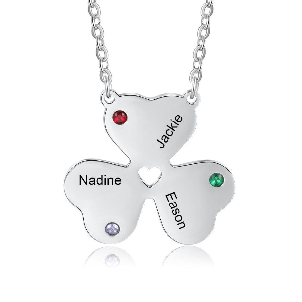 Birthstone & Engraved Stainless Steel Necklace