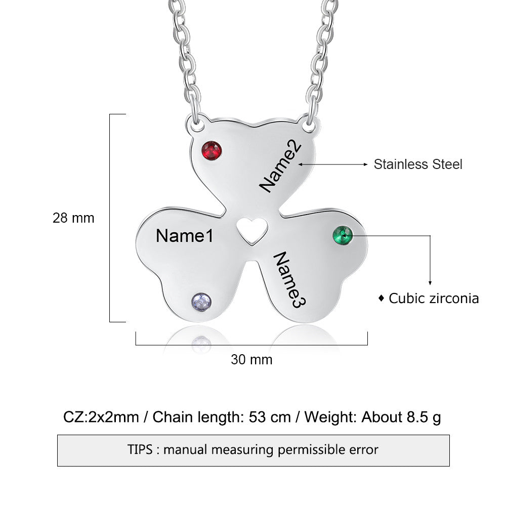 Birthstone & Engraved Stainless Steel Necklace