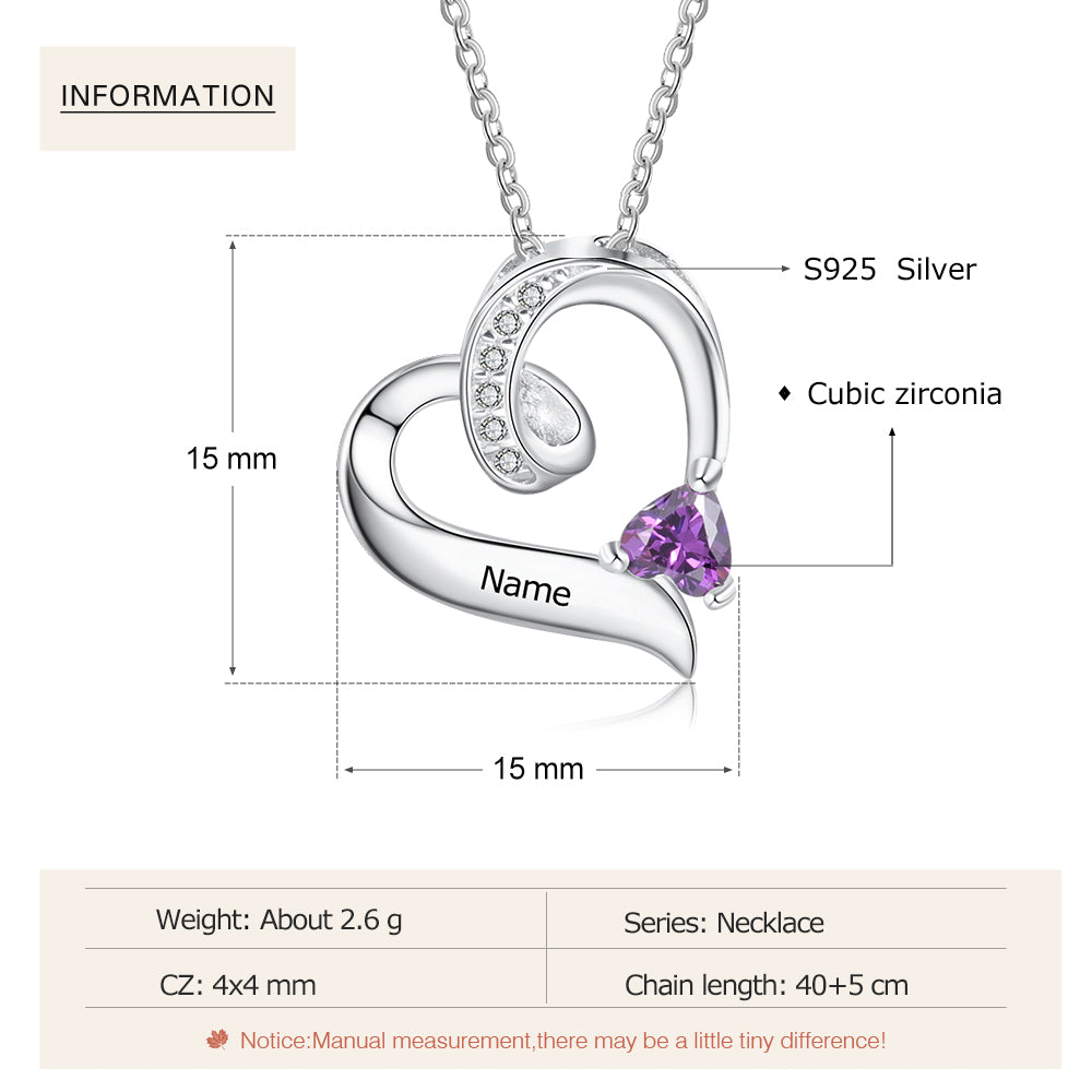 Custom Birthstone Heart Necklace - iYdr