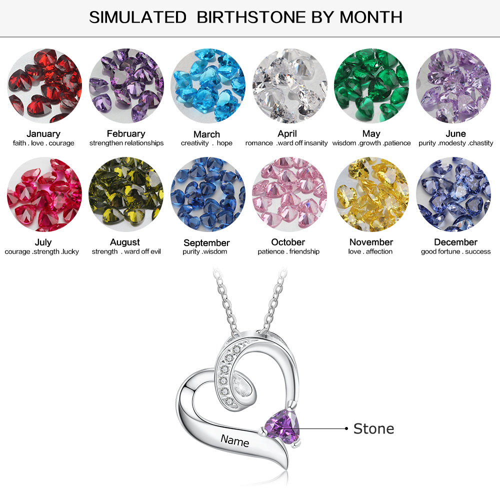 Custom Birthstone Heart Necklace - iYdr