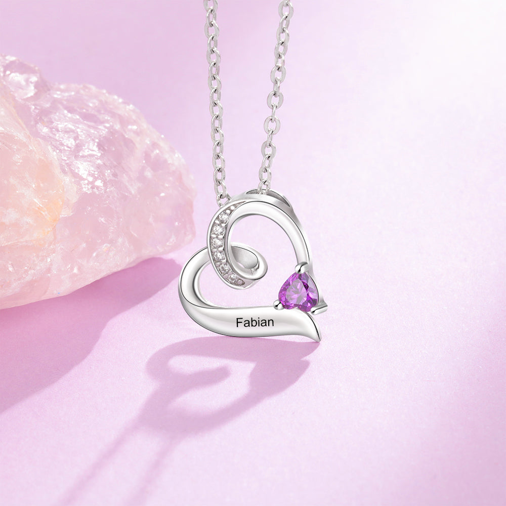 Custom Birthstone Heart Necklace - iYdr