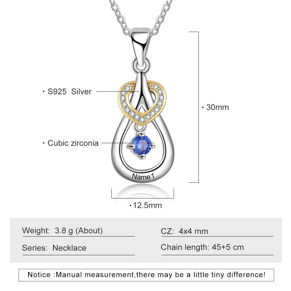 925 Sterling Silver One Birthstone Heart Necklace - iYdr