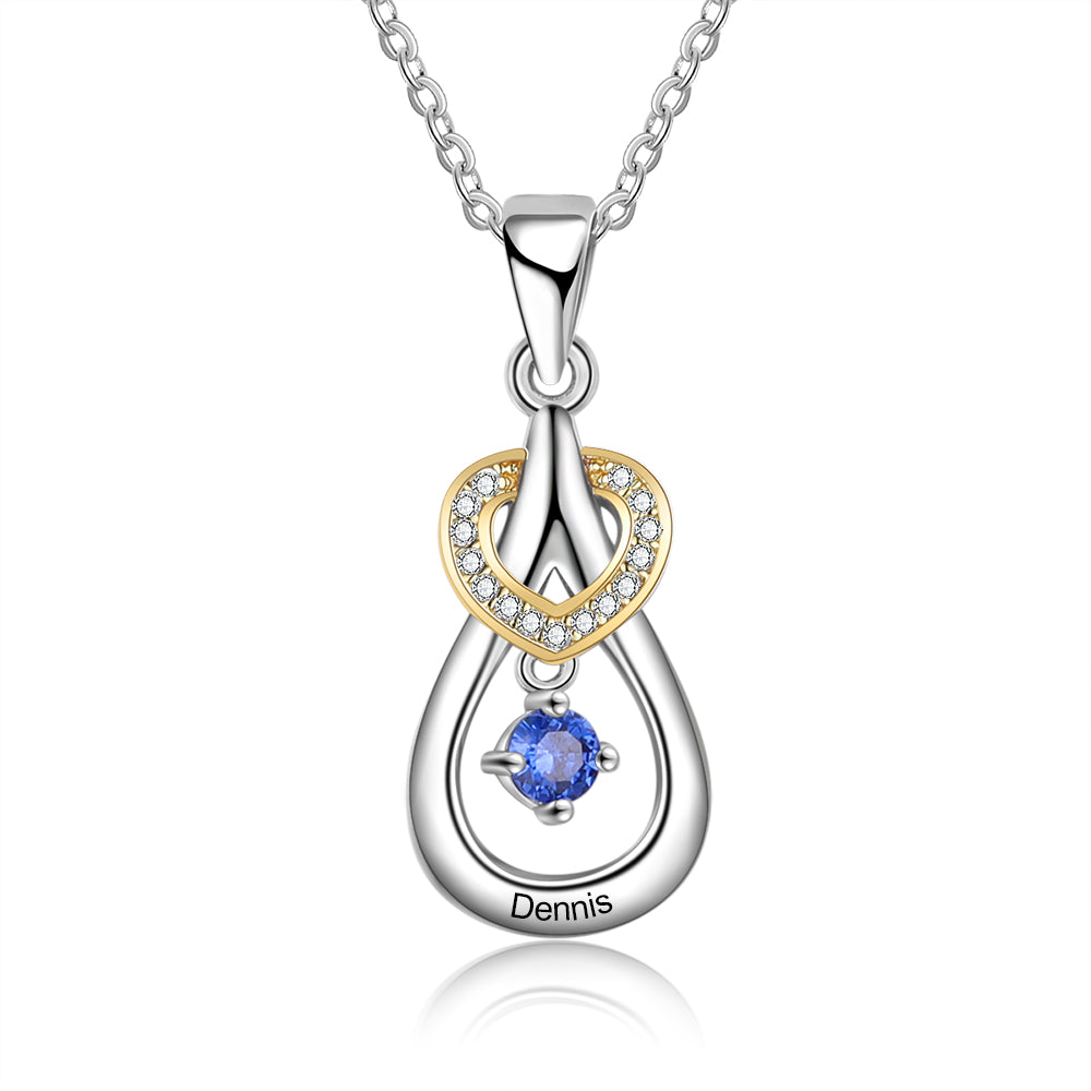 925 Sterling Silver One Birthstone Heart Necklace - iYdr