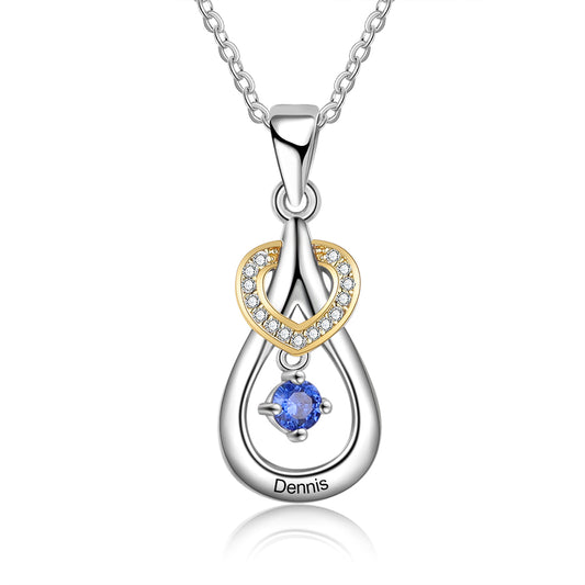 925 Sterling Silver One Birthstone Heart Necklace - iYdr