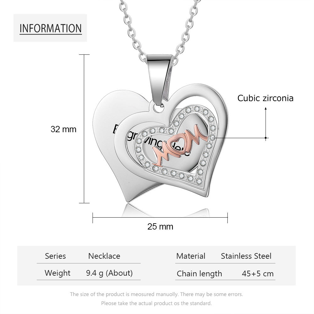 Engraving Stainless Steel Mom Necklace