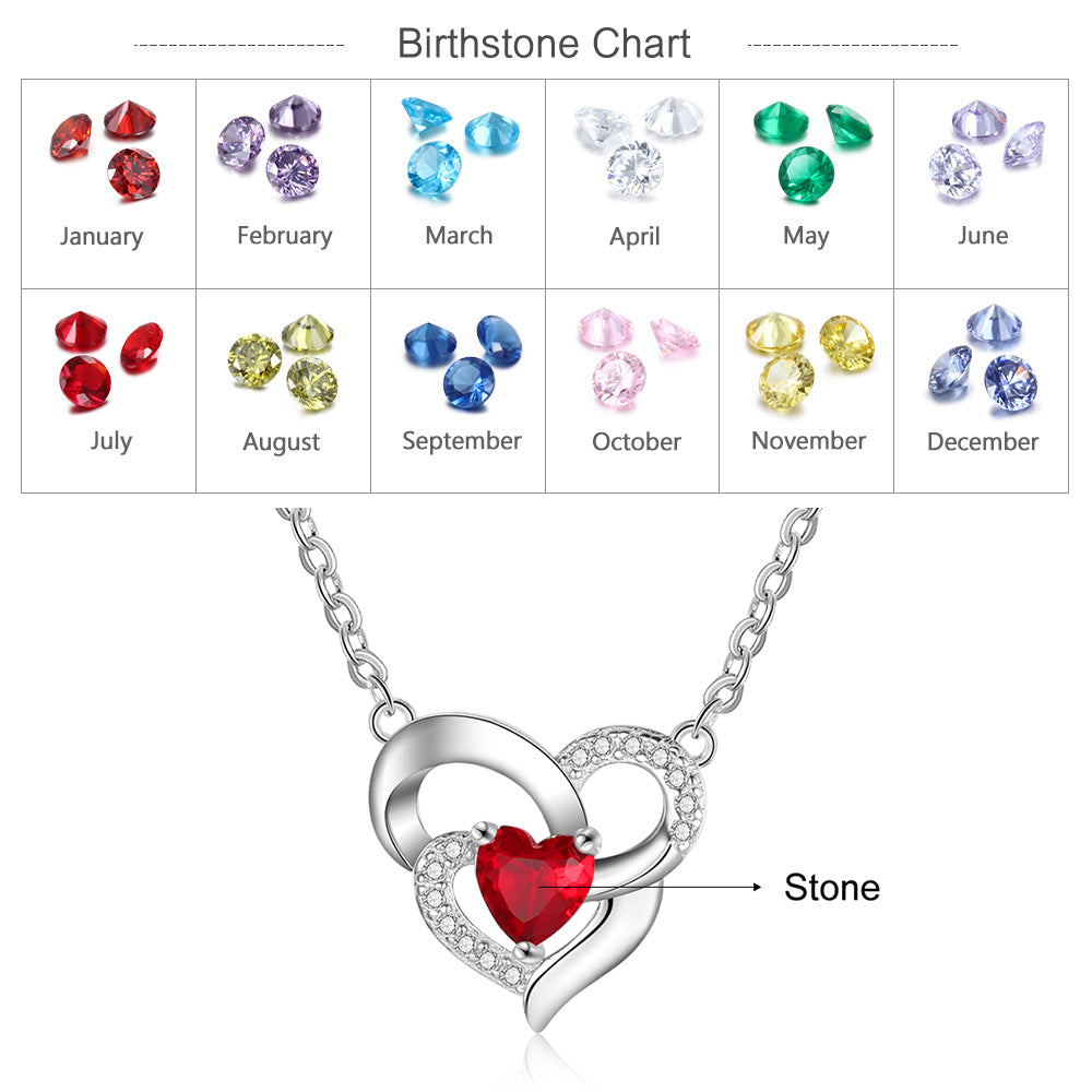 925 Sterling Silver One Birthstone Heart Necklace - iYdr