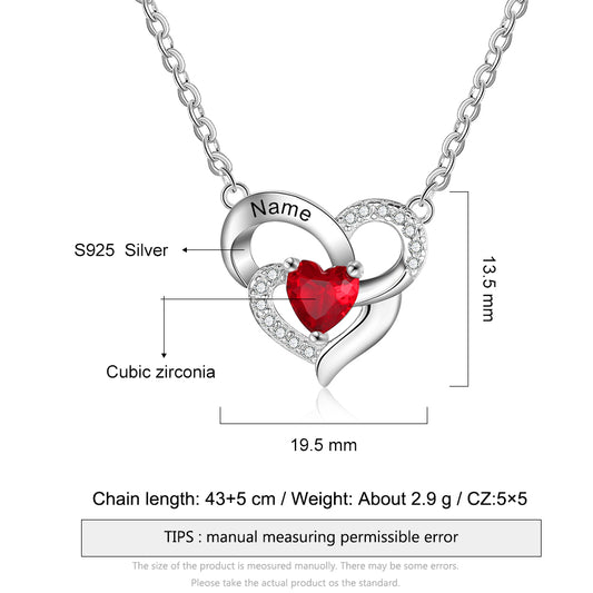 925 Sterling Silver One Birthstone Heart Necklace - iYdr