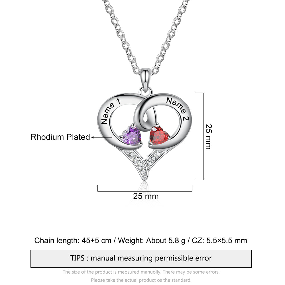 Rhodium Plated Heart Necklace - iYdr