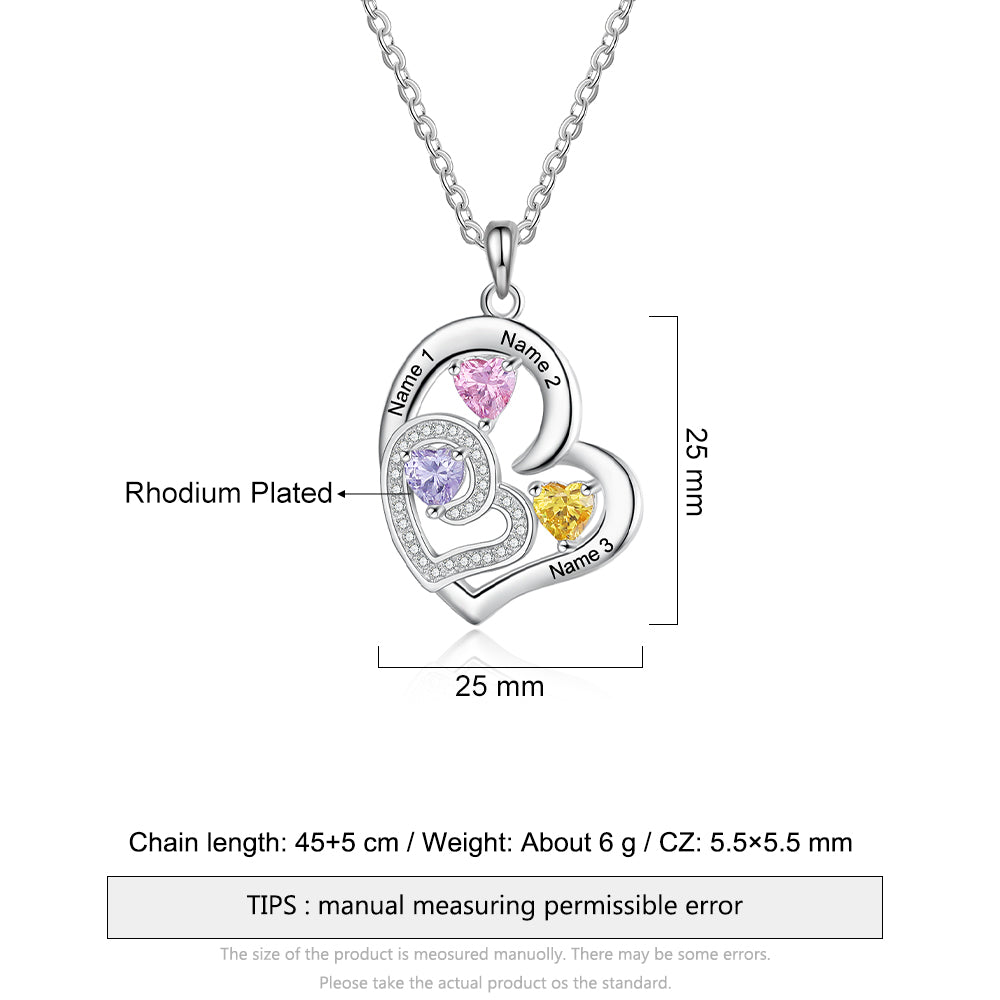 Rhodium Plated Birthstone Heart Necklace - iYdr