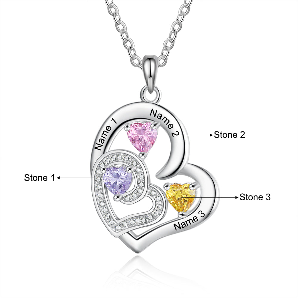 Rhodium Plated Birthstone Heart Necklace - iYdr