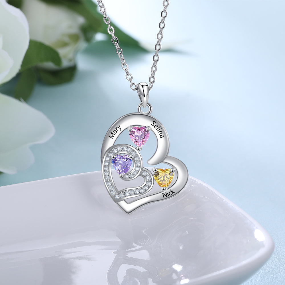 Rhodium Plated Birthstone Heart Necklace - iYdr