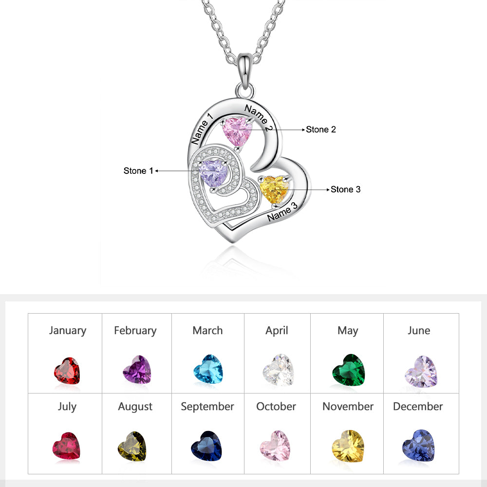 Rhodium Plated Birthstone Heart Necklace - iYdr