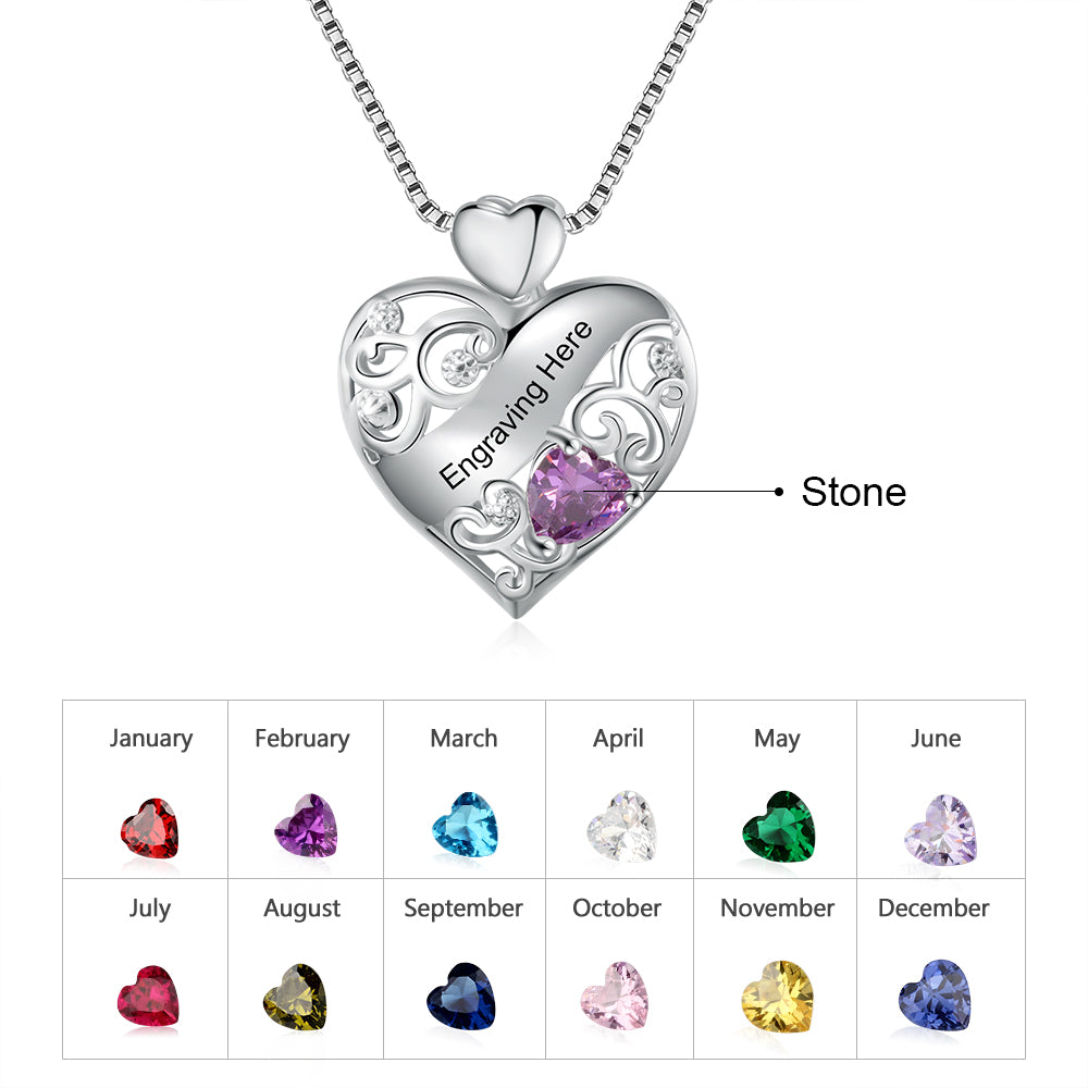 Personalized Rhodium Plated Heart Necklace - iYdr