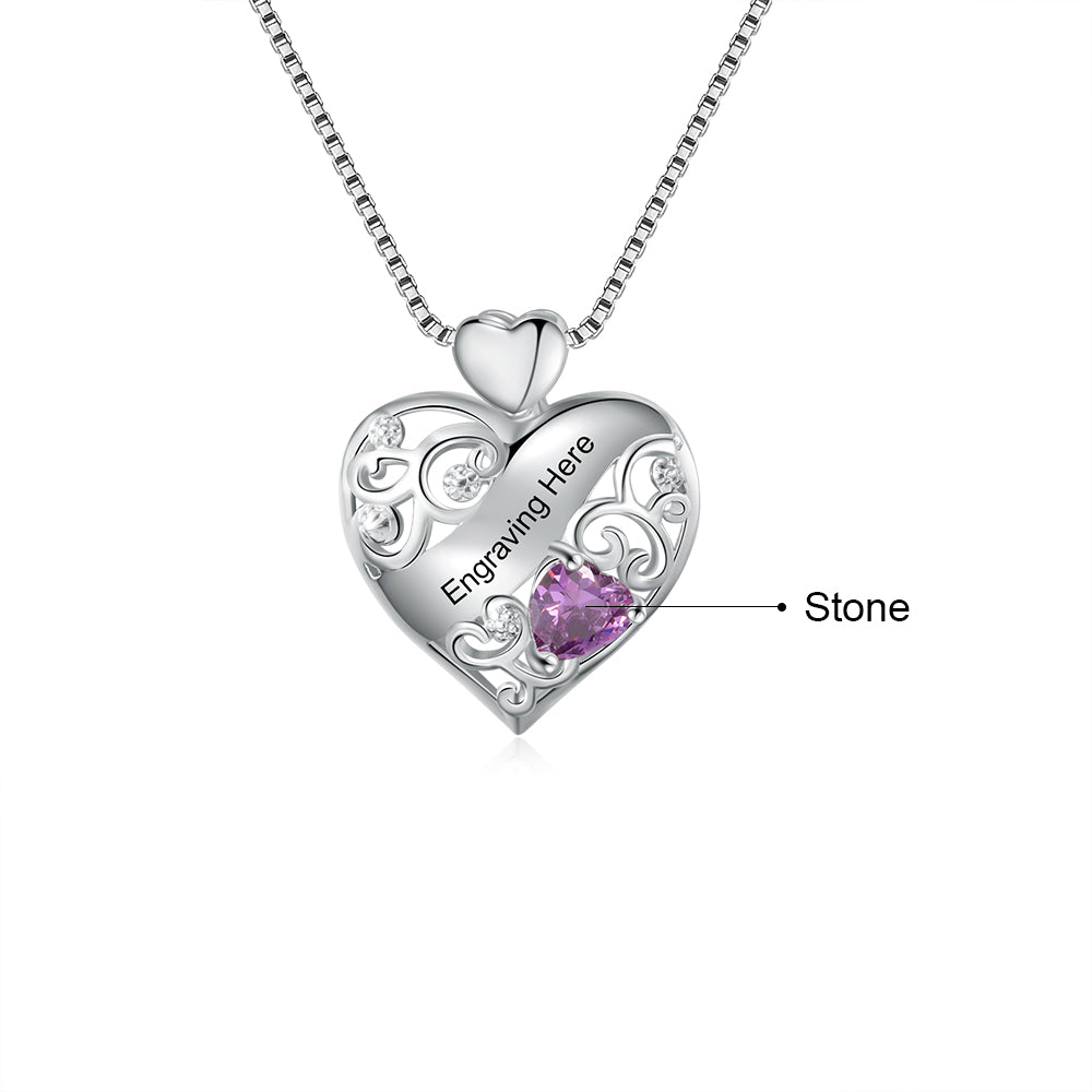 Personalized Rhodium Plated Heart Necklace - iYdr