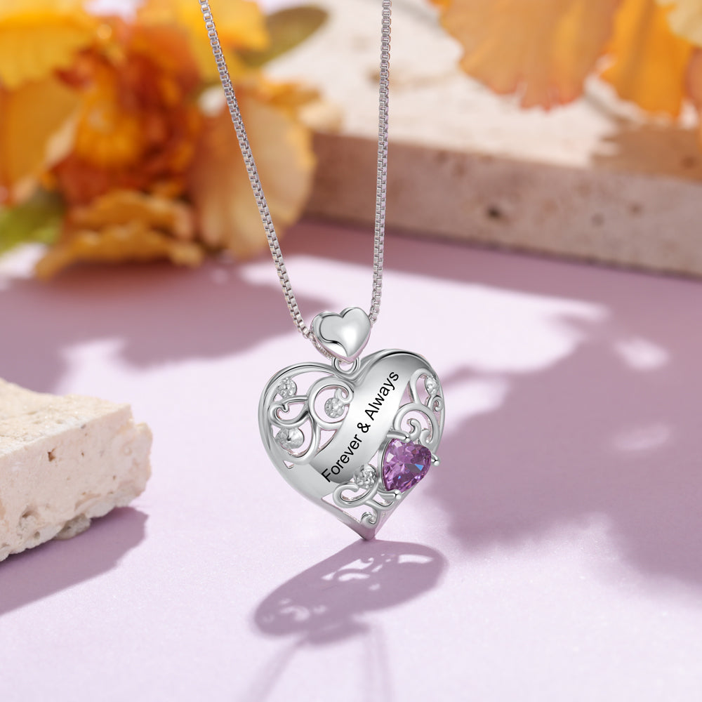 Personalized Rhodium Plated Heart Necklace - iYdr