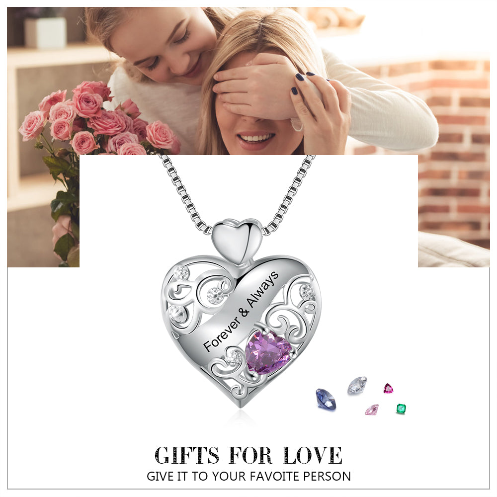 Personalized Rhodium Plated Heart Necklace - iYdr