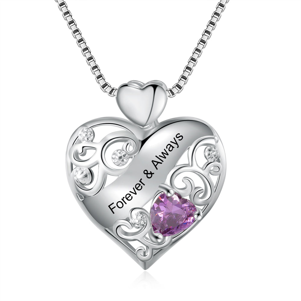 Personalized Rhodium Plated Heart Necklace - iYdr