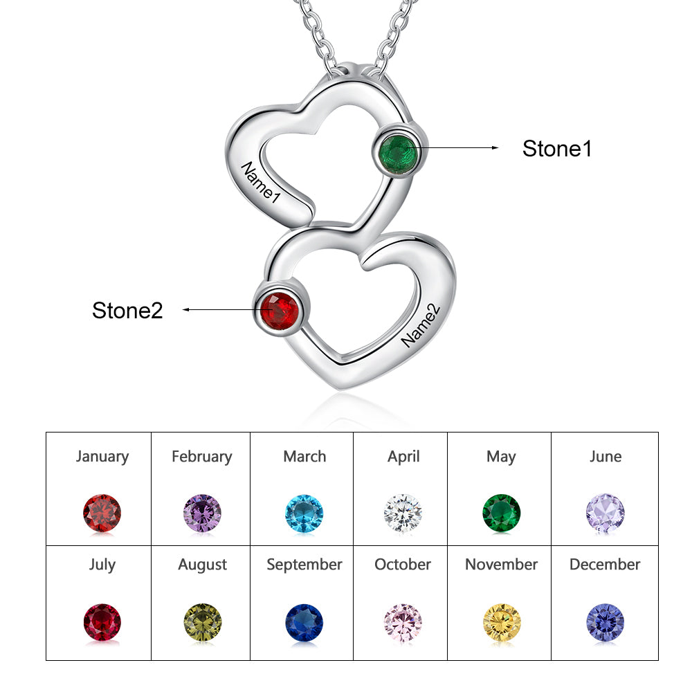 Rhodium Plated Double Heart Necklace - iYdr