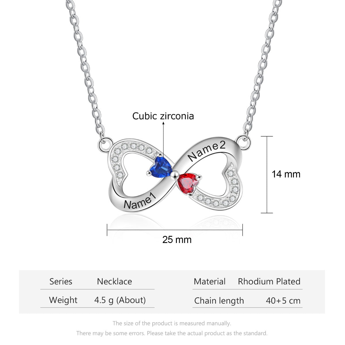 Rhodium Plated Double Heart Necklace - iYdr