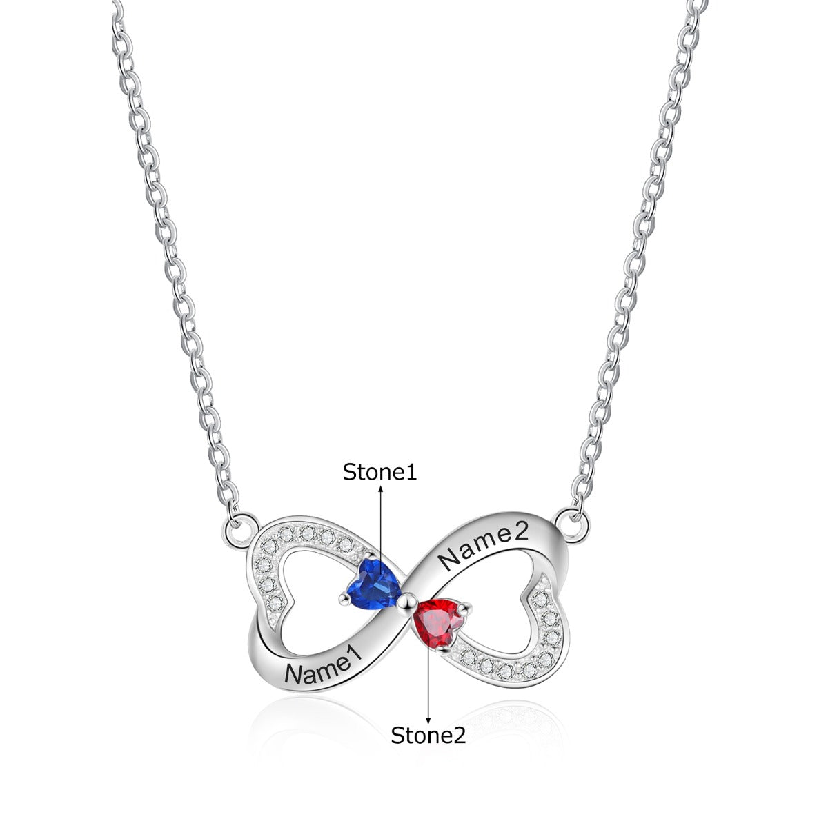 Rhodium Plated Double Heart Necklace - iYdr