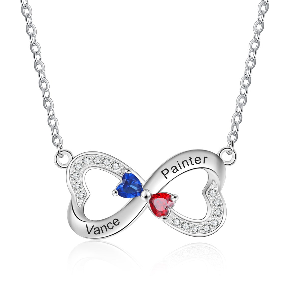 Rhodium Plated Double Heart Necklace - iYdr