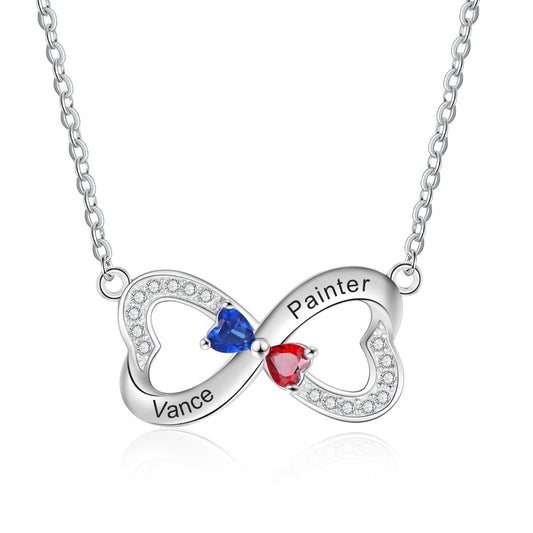 Rhodium Plated Double Heart Necklace - iYdr