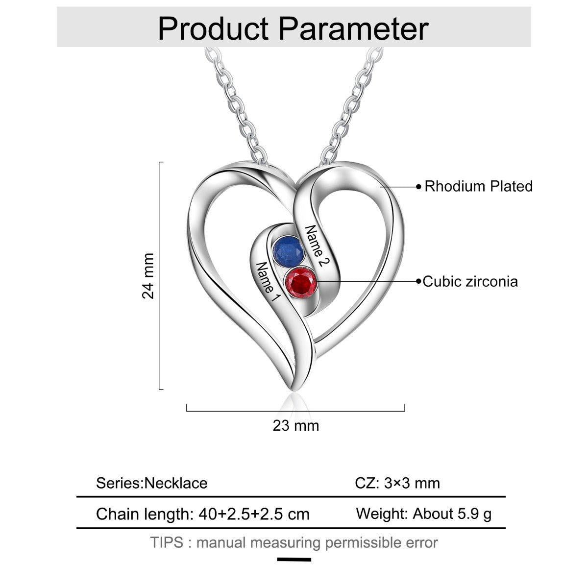 Rhodium Plated Heart Necklace - iYdr