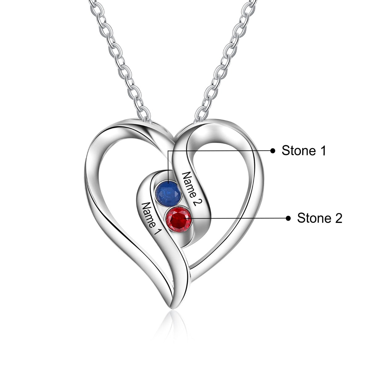 Rhodium Plated Heart Necklace - iYdr