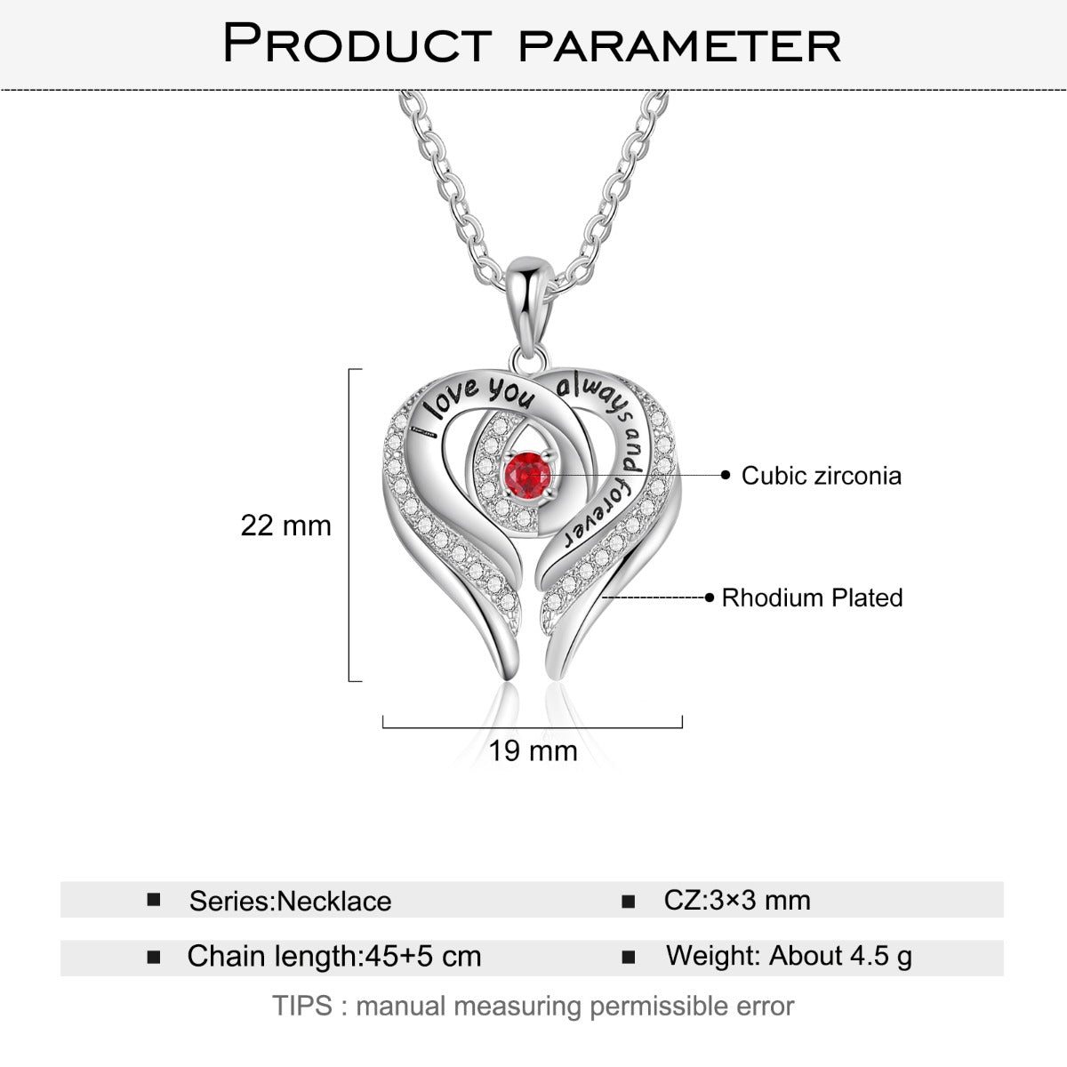 Rhodium Plated Heart Necklace - iYdr