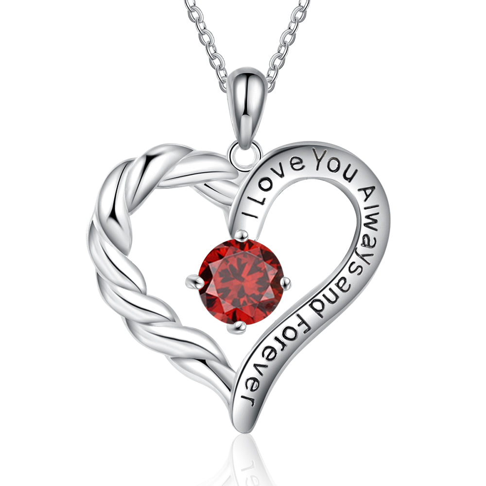 Rhodium Plated Birthstone Heart Necklace - iYdr