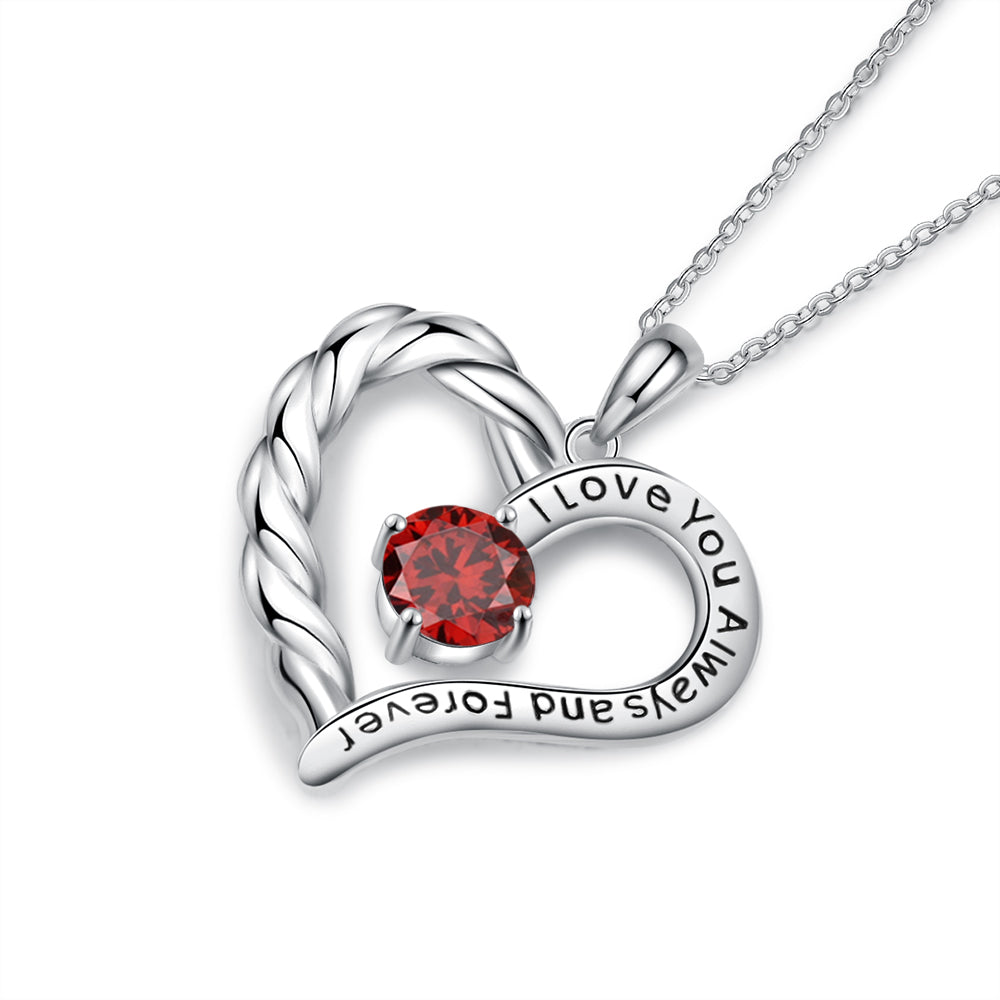 Rhodium Plated Birthstone Heart Necklace - iYdr