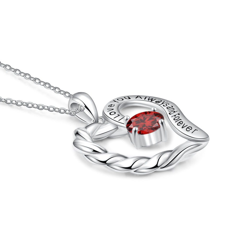 Rhodium Plated Birthstone Heart Necklace - iYdr