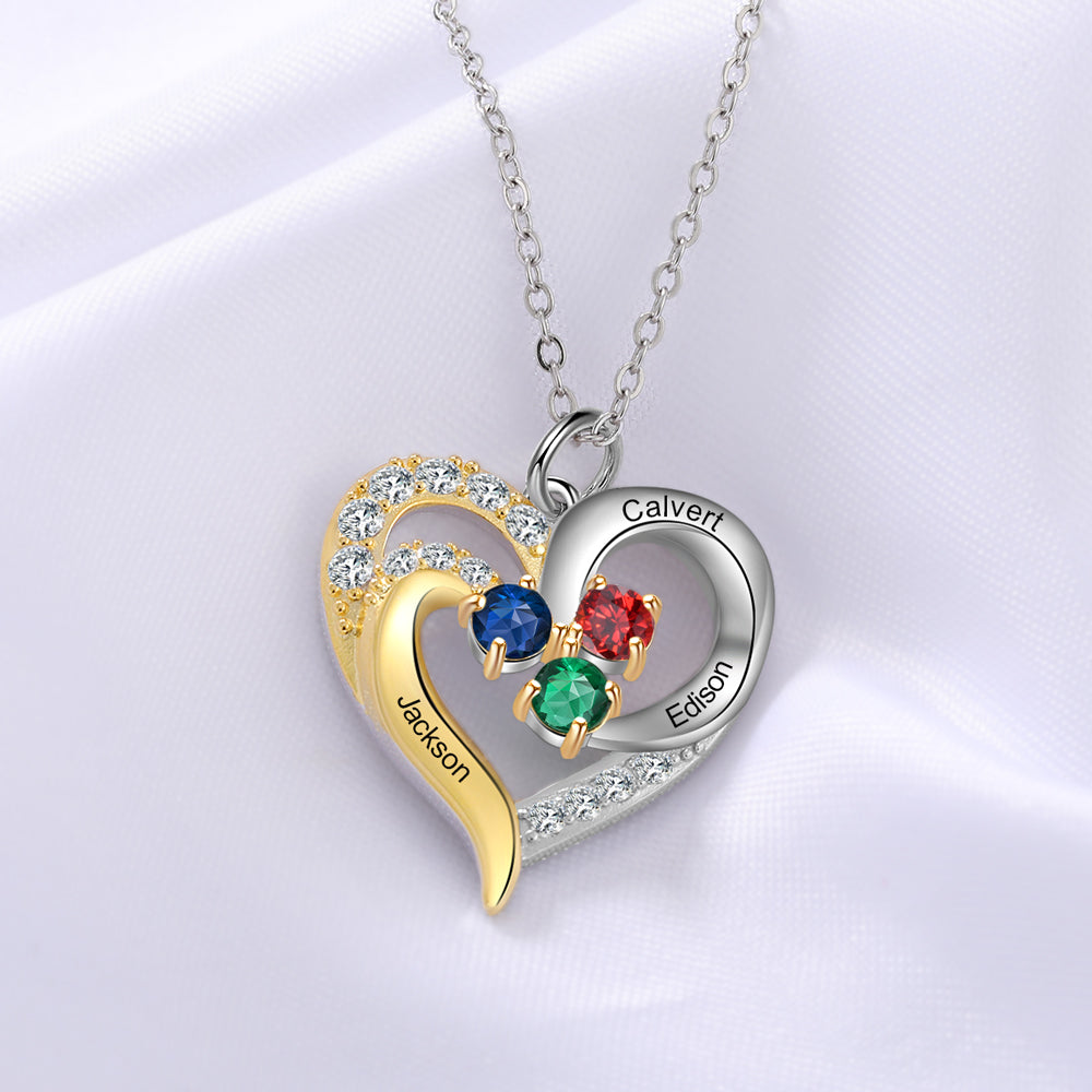 Birthstone & Engraved S925silver Necklace