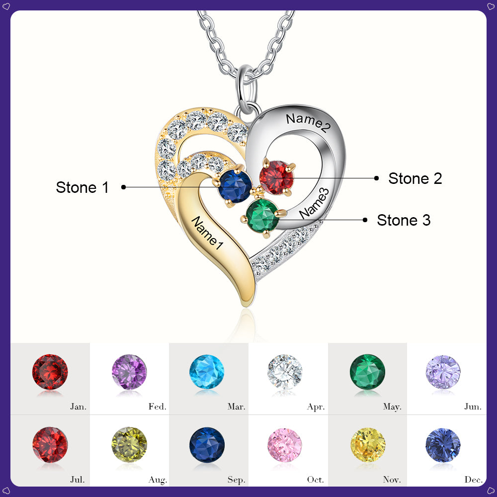 Birthstone & Engraved S925silver Necklace