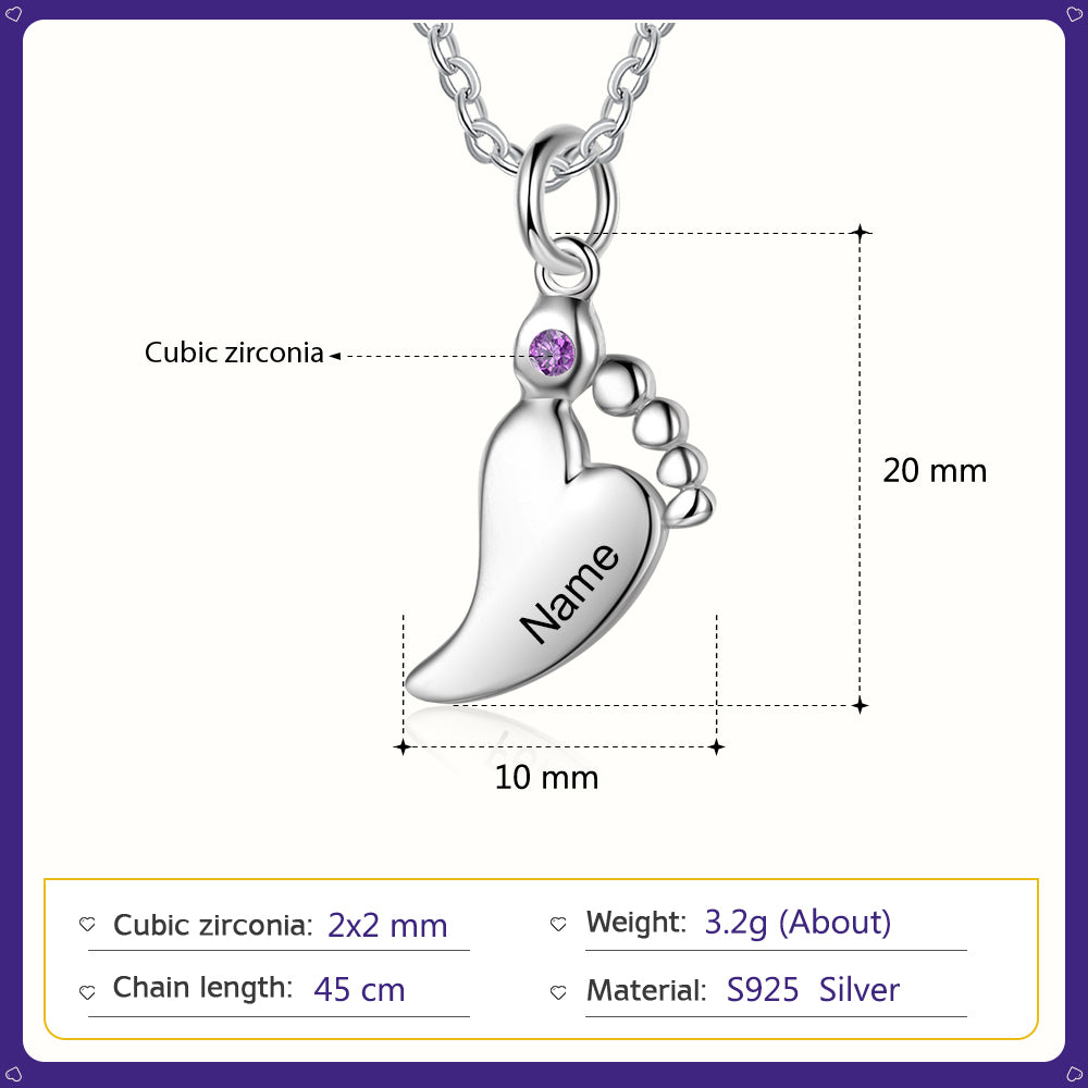 S925 Silver Baby Feet Necklace