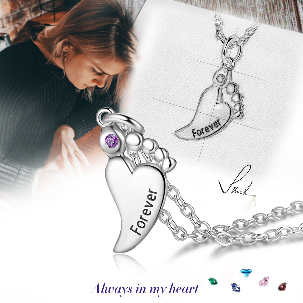 S925 Silver Baby Feet Necklace