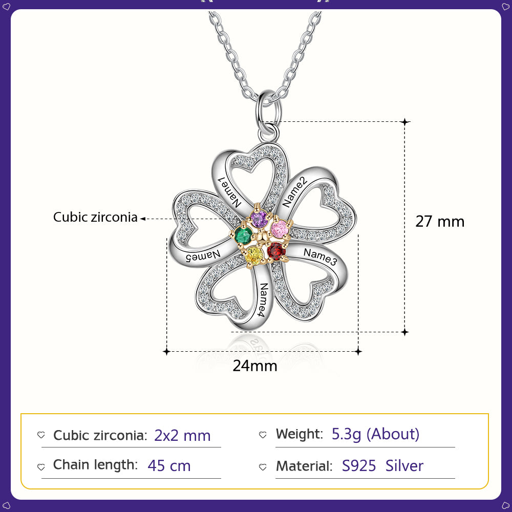 S925 Silver Heart Shape Flower Pendant Necklace - iYdr