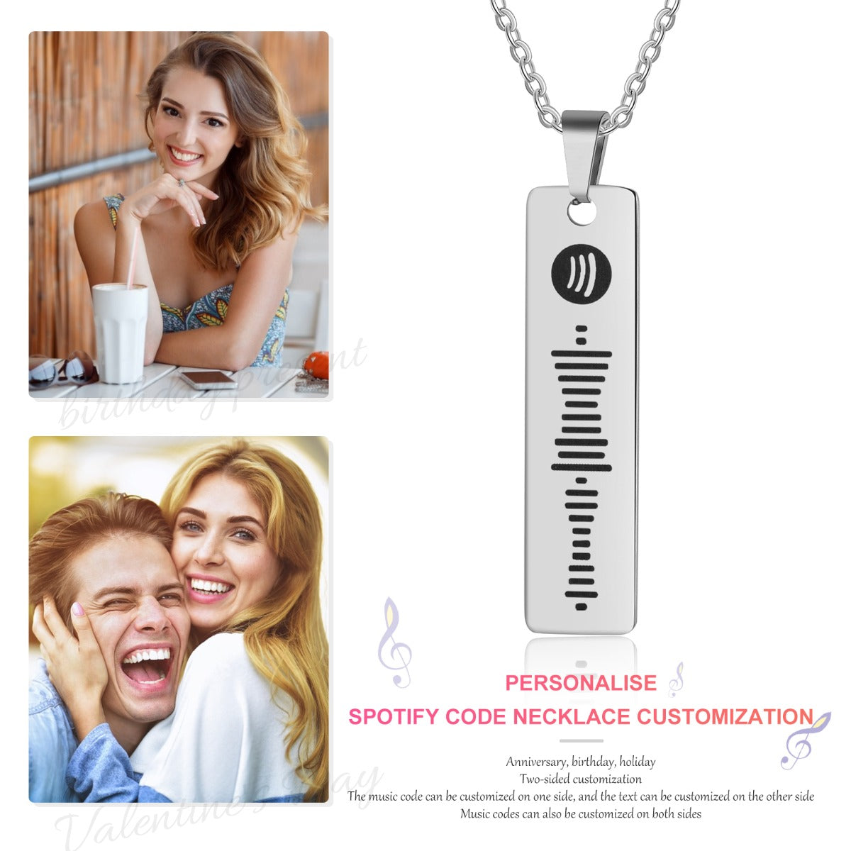 Personalized Stainless Steel Spotify Code Necklace