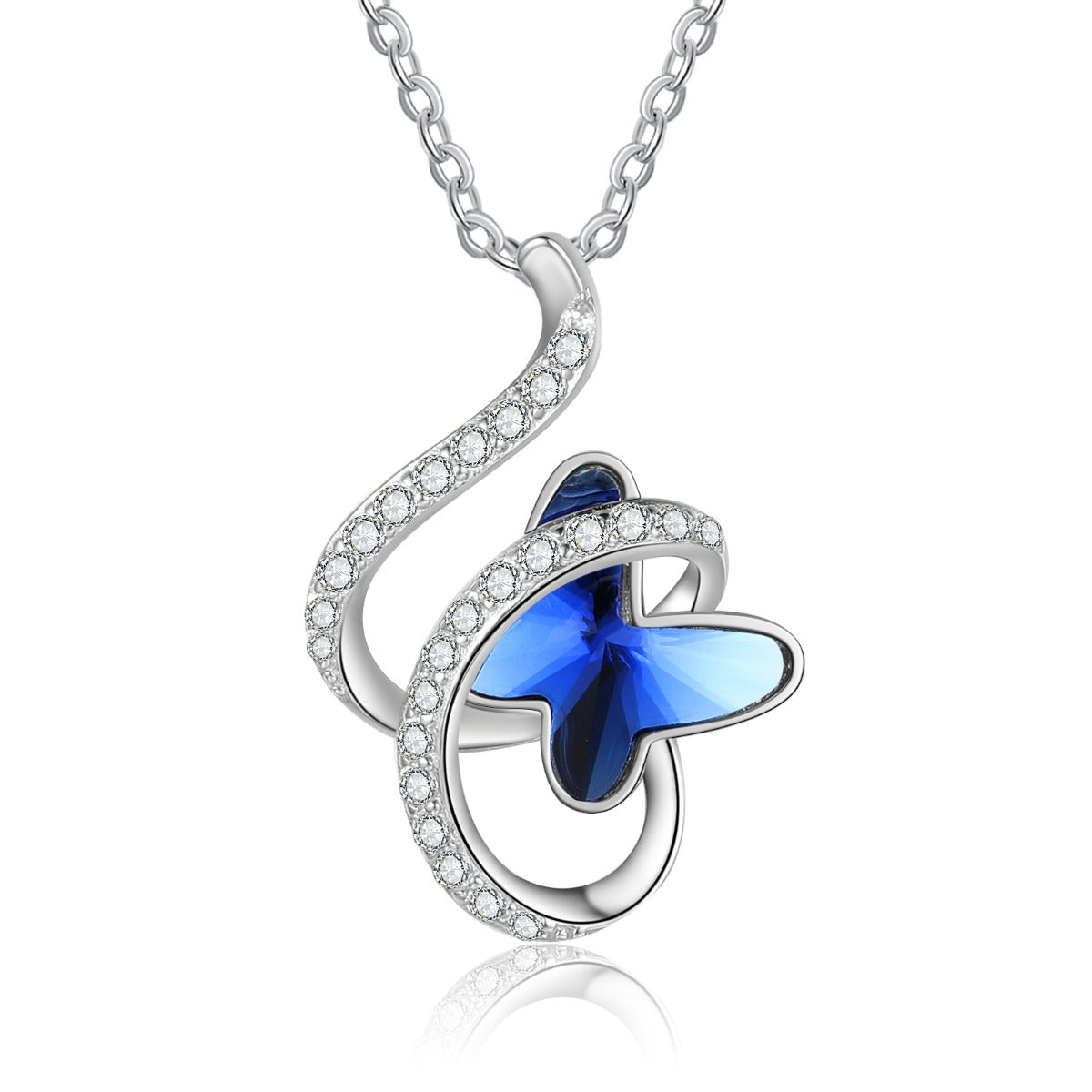 Rhodium Plated Butterfly Necklace