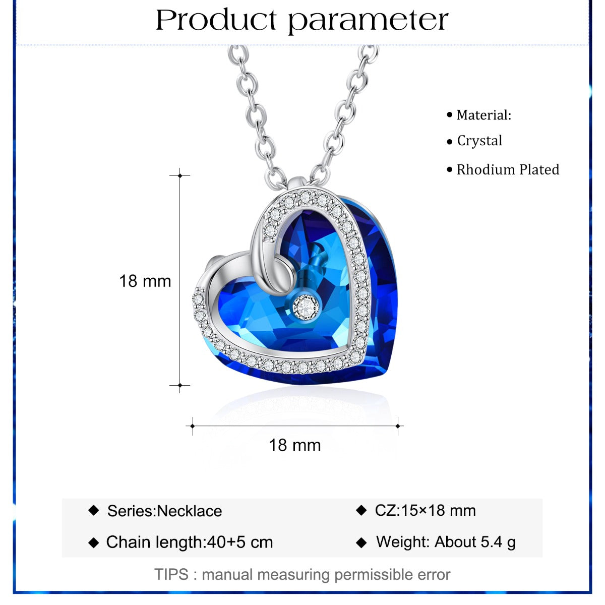 Rhodium Plated Crystal Heart Necklace