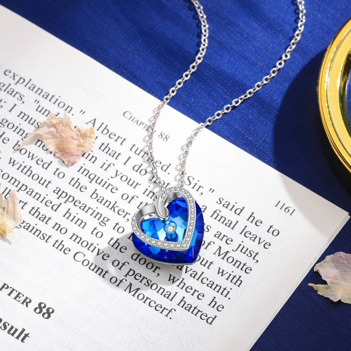 Rhodium Plated Crystal Heart Necklace