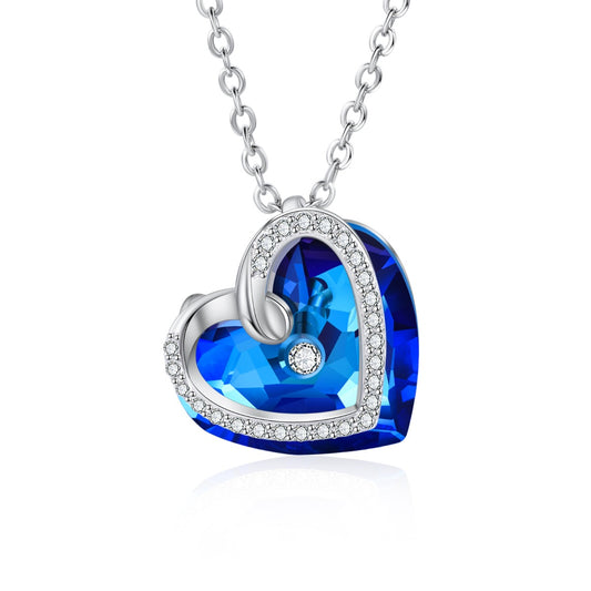 Rhodium Plated Crystal Heart Necklace