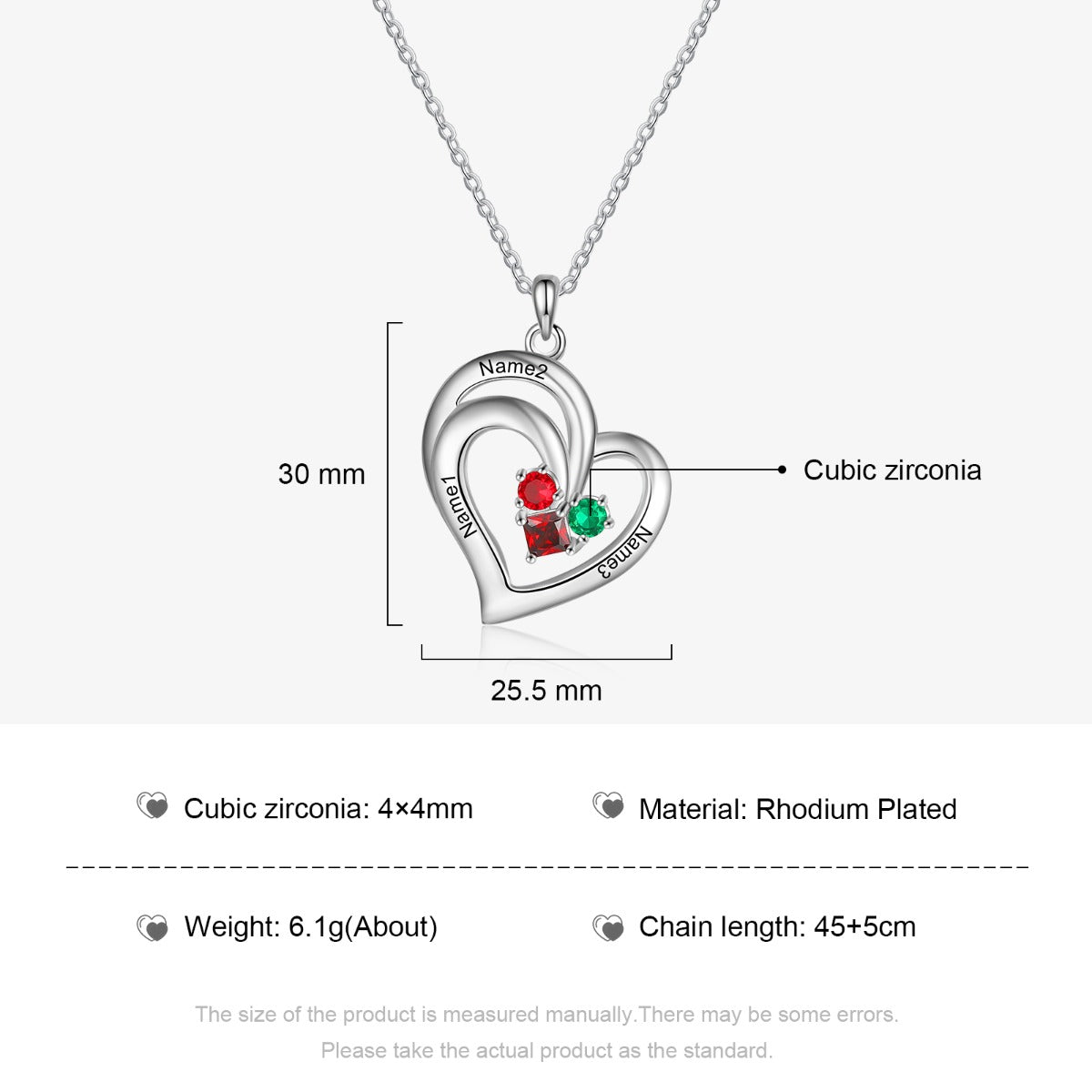 Engraved Rhodium Plated Heart Necklace - iYdr