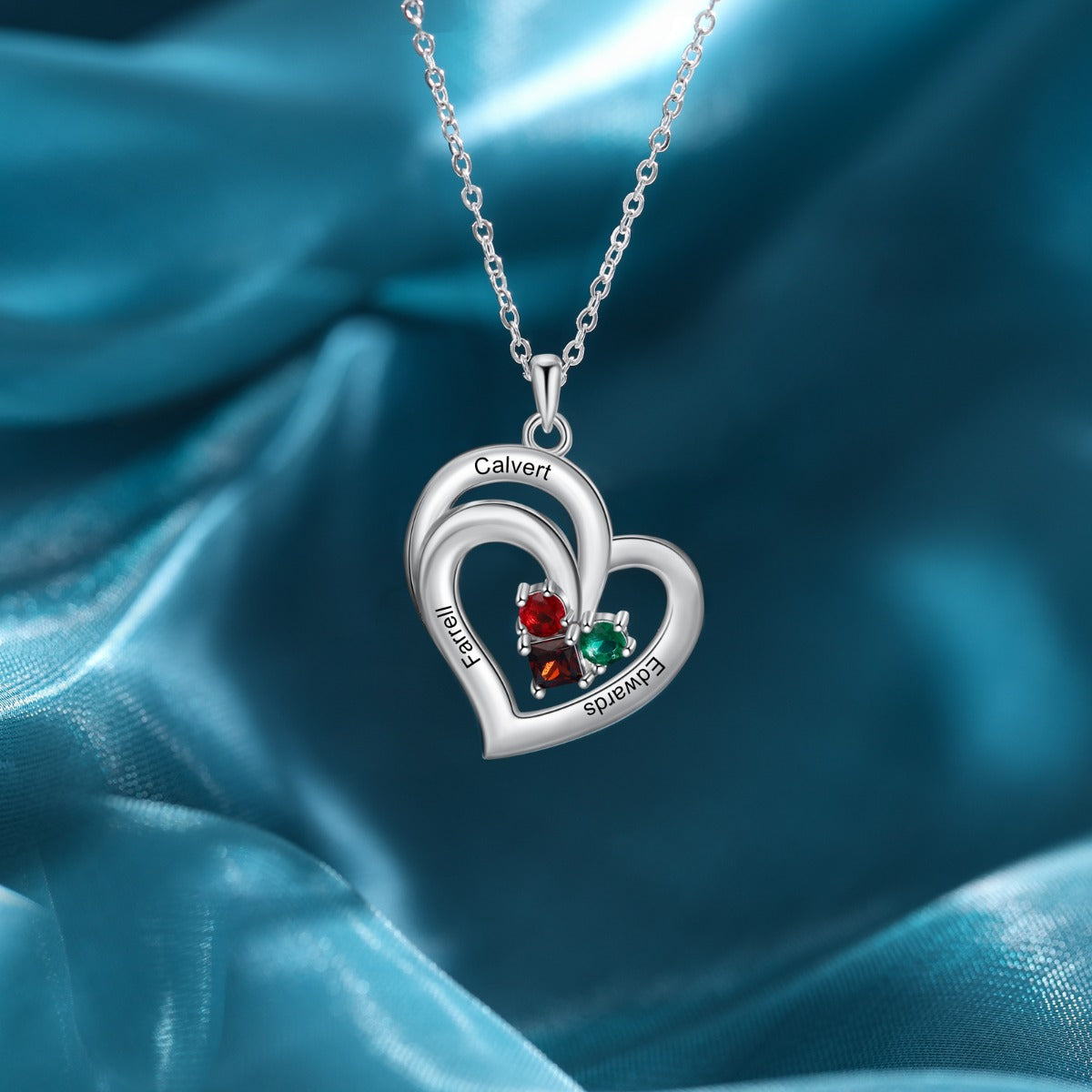 Engraved Rhodium Plated Heart Necklace - iYdr