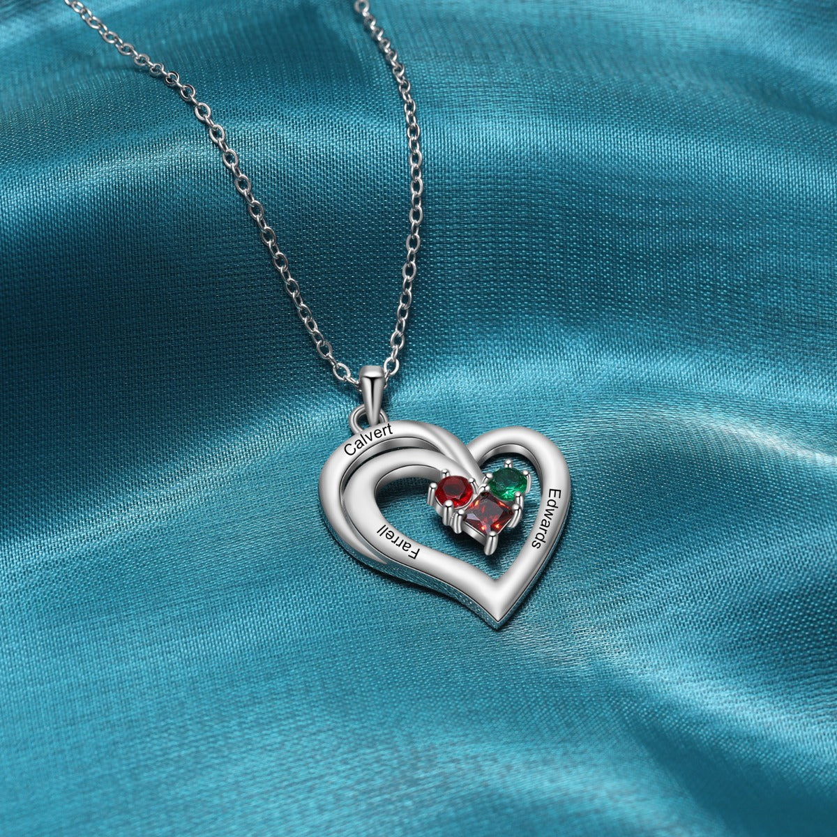 Engraved Rhodium Plated Heart Necklace - iYdr