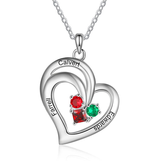 Engraved Rhodium Plated Heart Necklace - iYdr