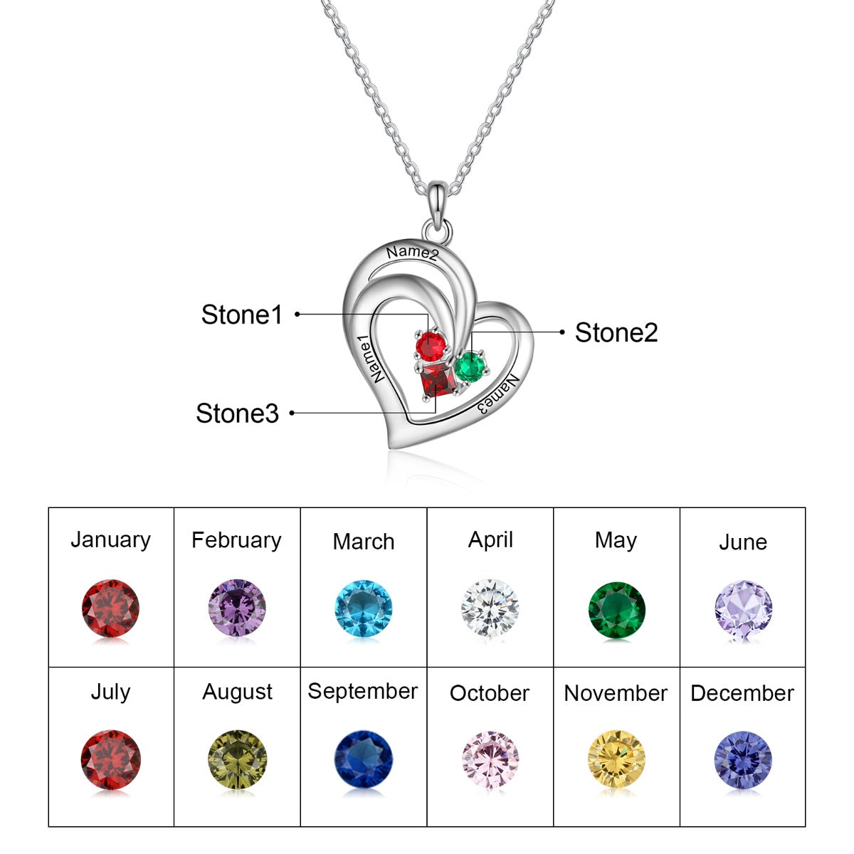 Engraved Rhodium Plated Heart Necklace - iYdr