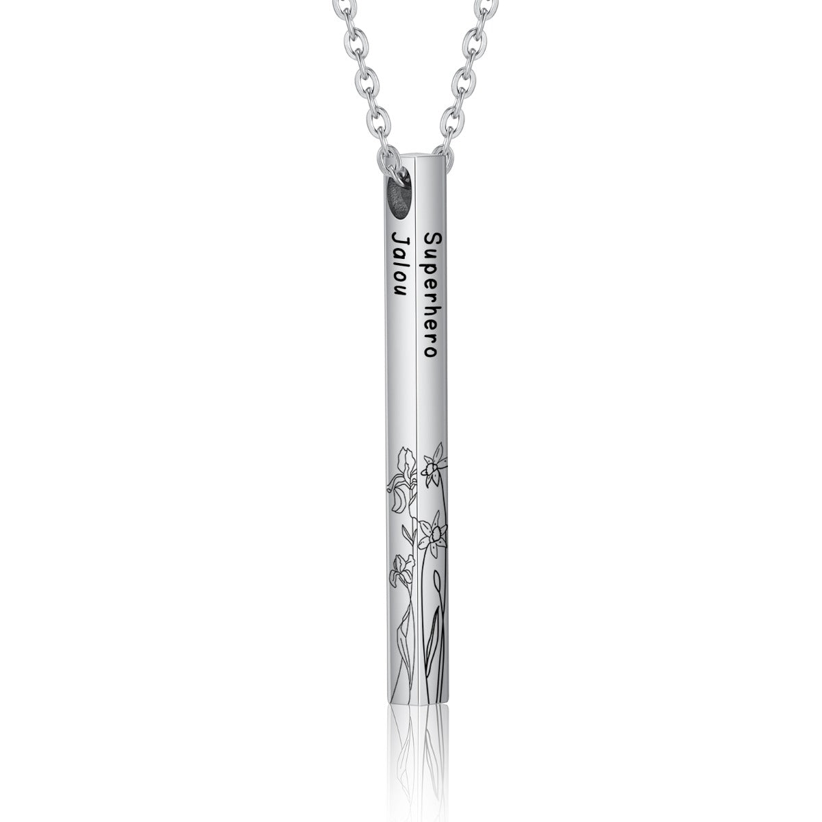 Personalized Sainless Steal Vertical Bar Necklace