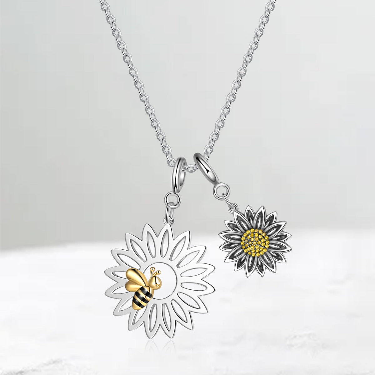 Sunflower and Bee Necklace